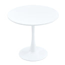 Table and chair set.Hourglass-Shaped Stable Small Round Table -31.9' * 31.9' With 2 Soft and Comfortable White PU Chair With Arched Metal Silver Leg.Create Your Exclusive Low-Key Luxury Space.