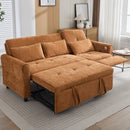 2-in-1 Sofa 82' Three-seater Sofa with Sofa Bed and Reversible Recliner, Orange Chenille