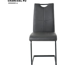 Modern Charcoal PU dining chair living room chair upholstered chair, black metal chair leg design, kitchen, living room, bedroom, dining room side chair (Set of 4)