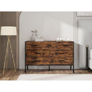 Wood Dresser with 7 Drawers, Wooden Storage Closet for Bedroom, Solid Clothes Cabinet with Sturdy Steel Frame, 48.58"Wx15.75"Dx31.22"H, 48 inch, Rustic Brown