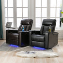 Premium Power Recliner with Storage Arms, Cupholders, Swivel Tray Table and Cell Phone Stand, Brown PU Leather, 35'' x 29.9'' x 41.2''