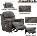 Grey Leather Recliner Chair With Cup Holders Living Room