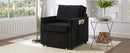Upholstered Convertible Sleeper Sofa with 5-Position Backrest, Side Pockets, Storage, Black Chenille, 31.5'
