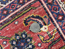 Persian Bidjar Rug 8x11, Floral Bouquets, Blue Black Red Pink, Handmade Hand Knotted Vintage Semi Antique Oriental Carpet