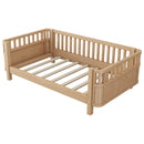 Twin Size Wood Platform Bed for Kids, Wood Low Profile Twin Bed with Rails for Girls and Boys, Natural (Patented Design)
