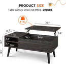 Wood Lift Top Coffee Table Hidden Compartment Charcoal