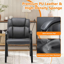 Black Leather Guest Chair 2 Pack With Padded Armrests
