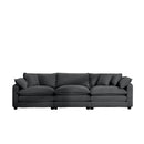 Mid-Century Modern Sectional Sofa 3-Seater with Arm Pillows in Grey Corduroy Fabric