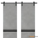 Planum 0012 Concrete Double Barn Door and Black Rail