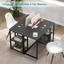 40 Inch Computer Desk With Two Tier Shelves Black Marbling