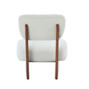 [Set of 2] Modern Beige Lounge Chair with Polyester Upholstery, Sturdy Wood Base With Walnut Finish, Minimalist and Stylish Accent Seating for Living Room, Bedroom, or Office