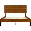 Mid-Century Modern Solid Wood Bed Frame Queen Size Platform Bed with Three-Piece Headboard Design, No Box Spring Needed, Brown