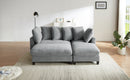 Modern L-Shaped Sectional Sofa with Storage, Movable Ottoman, and Throw Pillows, Grey Chenille, 83'