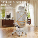 White Mesh Ergonomic Office Chair With Headrest Tilt 400Lbs