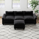 Living Room Furniture Luxury Sectional Sofa Couch with Ottoman Soft Velvet Upholstered Sofa Black