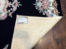 Aubusson Rug 8x11, Black and Ivory, Hooked Rug, Vintage, Wool