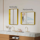 Bathroom Mirror 22x30 Inch Wall Mounted Gold Frame Tempered