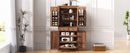 K&K 71' Tall Kitchen Pantry Cabinet with 3 Pull Out Cabinet Organizers, Farmhouse Embossed Texture Storage Cabinet with 6 Door Shelves, 2 Drawers, Freestanding Cupboard for Kitchen, Dining Room Brown