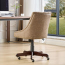 Medieval Retro Style Sheepskin Pattern Fabric Home Office Chair with Lift, Swivel and Recline Functions,Brown color