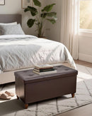 Thirty Inch Durable Storage Ottoman Bench Chest Brown