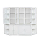 Retro Style Wall Suit with Glass Doors, 75.25'' Tall Display Cabinets & Triangle Sided Bookshelves, White