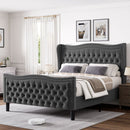 LIFT UP VELVET GRAY  FULL SIZE BED
