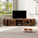 Mid-Century Modern 2 in 1 PET FRIENDLY  Walnut TV Stand With Extendable table Soft cushion Sliding door Cat friendly furniture