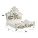 Vanaheim - Eastern King Bed - Beige Synthetic Leather & Antique White