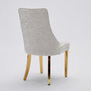 Rayon Cloth Flocking Chenille Dining Chairs Channel Kitchen Dinner Chair Comfy  Fabric Upholstered Accent Chair for Dining Room with Golden Stainless Steel Plating Legs,Set of 2 (Beige), SW1647BG