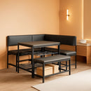 Corner Dining Table Set Space Saving Graphite Grey 4To6