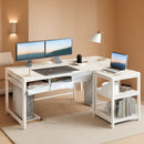 53In LShaped Computer Desk With Power Outlets Home Office