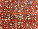 Romanian Rug 10x13, Vintage Handmade Wool Carpet, Floral Pattern, Birds, Red and Cream, Signed By Masterweaver, Persian Rug