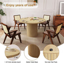 47 Inch Round Dining Table Natural Wood Farmhouse Fluted