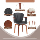 Mid-Century Modern Bentwood Swivel Dining Chairs (Set of 2) – Heat-Pressed PU Leather Accent Chairs in  Black