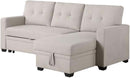 Beige L Shaped Convertible Sleeper Sectional Couch