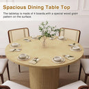 47 Inch Round Dining Table Natural Wood Farmhouse Fluted