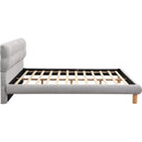 King Size Upholstered Platform Bed Frame with Cookie-Shaped Soft Headboard, Easy Assembly, Grey