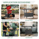 Outdoor Grill Table for Big Green Egg Style BBQ, Metal Grill Cart with 2 Folding Panels, Black Metal, 59.3 x 27.6 x 31 Inches