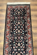 Pak Persian Runner Rug 2.8 x 10, Dark Blue, Floral Allover, Wool
