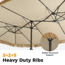 Ainfox 15ft Large Thatched Tiki Patio Umbrella with Stand and Sandbags, Outdoor Heavy-Duty Double-Sided Rectangle Market Umbrella for Garden, Deck, Backyard, Pool, Beach