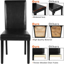 Dining Chair Set Of 4 PU Leather Upholstered Chairs With Solid Wood Legs Black