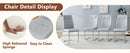Table and chair set.63'x31.5x30' Luxurious Snow Mountain Patterned Sintered Stone Table with Silver Metal Butterfly Legs.Paried With 4 Light Gray High-quality PU Chairs With Arched Metal Legs.