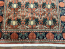 Indo Persian Bidjar Rug 8x10, Red and Black, Handmade Vintage Wool Carpet