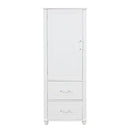 Tall Bathroom Storage Cabinet, Freestanding Storage Cabinet with Two Drawers and Adjustable Shelf, MDF Board with Painted Finish, White (Old Sku:WF312728AAK)
