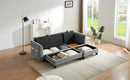 Modern L-Shaped Sectional Sofa with Storage, Movable Ottoman, and Throw Pillows, Grey Chenille, 83'