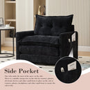 UNITED WE WIN Swivel Barrel Chair - Mid Century Modern Chair, Thick Padded Arm Chair with Solid Metal Base, Comfortable Single Sofa Chair, Swivel Accent Chair for Living Room Bedroom