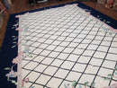 Vintage Dhurrie Rug, Indian Dhurrie 8x11 - 9x11, Wool Hand-Woven Ivory & Black Indo Carpet, Large Flat Weave Rug Living Room Rug Black White