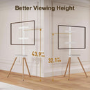 Tripod TV Stand 40-65 Inch White Swivel Wooden Tray