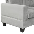 Modern Sectional Sofa with Storage Ottoman, L-Shape Couch with 2 Pillows and Cup Holders, Gray Velvet, 105 inch