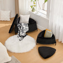 Upholstered 2-Piece Storage Ottoman Set with Metal Legs, Faux Fur, Black, 29.9' Wide